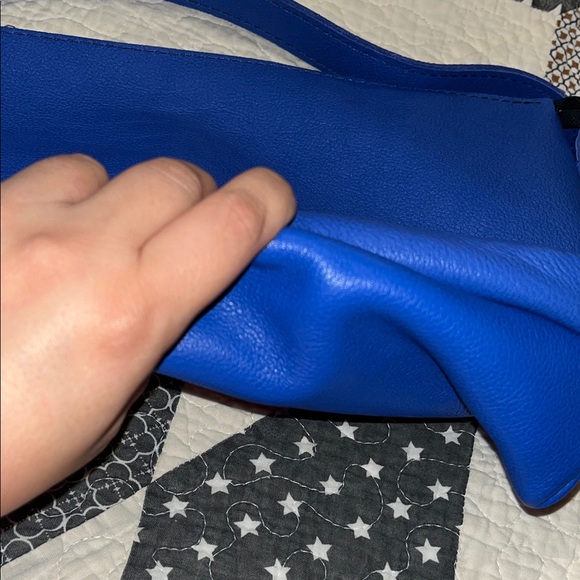 Astro blue  Leather Shoulder slouchy large Bag - Picture 9 of 9